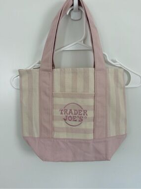 Trader Joe’s New Pink Stripe Canvas mini  Tote Bag